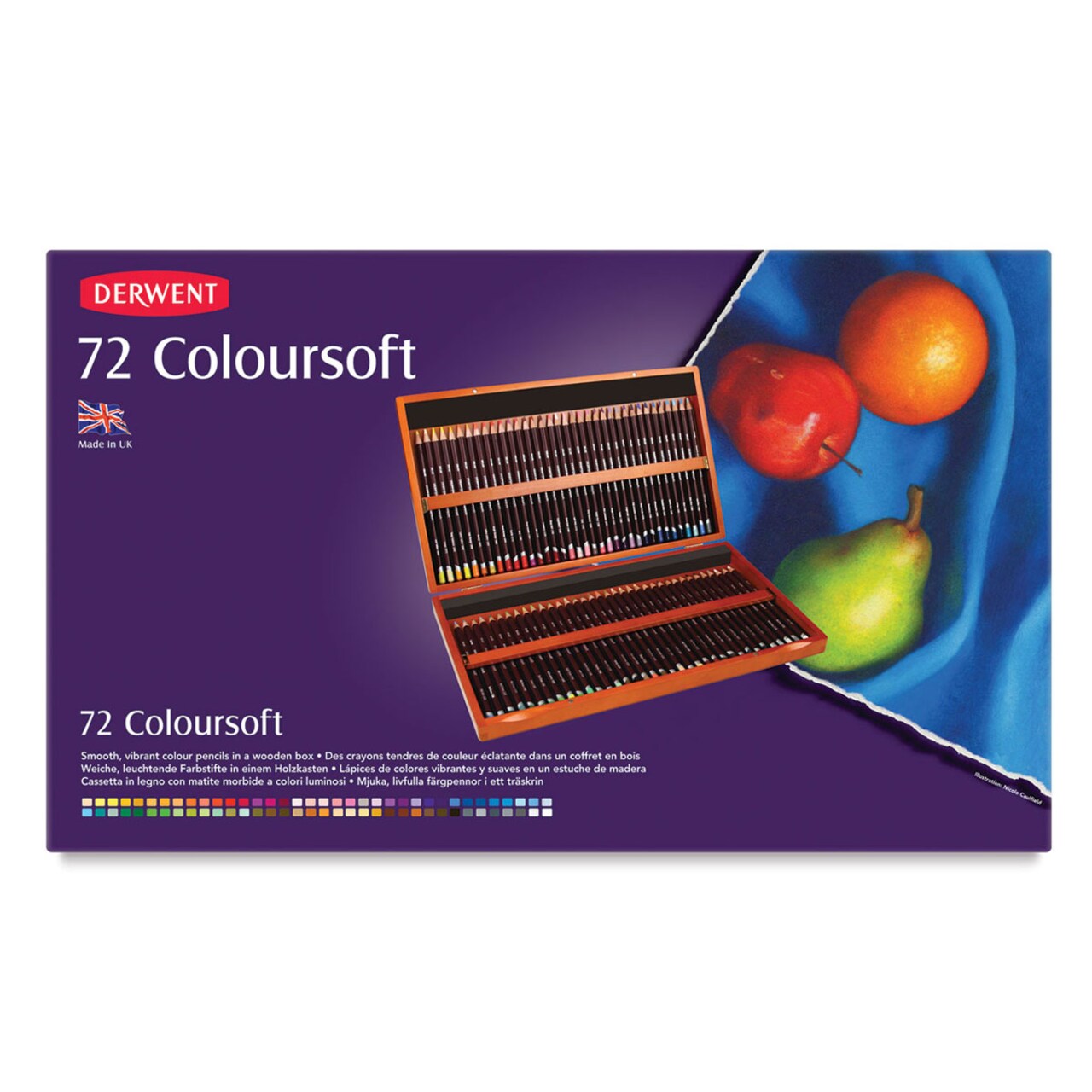 Derwent Coloursoft Pencil Set - Set of 72, Wood Box, Assorted Colors